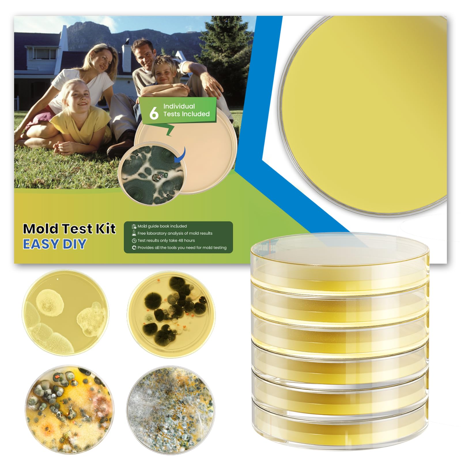 Photo 1 of Mold Test Kit for Home - 6 Detection Tests,DIY Test Kit for Indoor Air and Household Surface Detection, Includes Detailed Mold Identification Guide and Free Lab Analysis