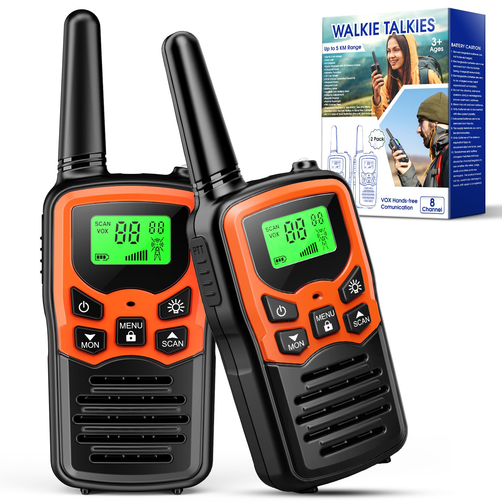 EUCOCO Walkie Talkies, Kids Toys for 3-14 Year Old Boy Gift Age 6 7 8 9 Walkie Talkie Adult Long Range Camping Adventures Hiking Travel Sensory Outdoor Toy Xmas Orange