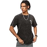BEAUDRM Men's Cross Print T Shirts Crew Neck Short Sleeve Graphic Tee Tops
