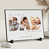 FUONLY Personalized Dad Picture Frame Gifts for Christmas, Custom Wooden Photo Plaque with Picture & Text, Father's Day Birthday Gifts for Daddy from Daughter Son, Best Dad Ever Printed Sign