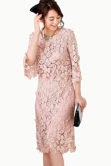 Amazon Ruirue Boutique ルイ ルエ ブティック クチュール レース ワンピース レディース ミセス ママ 大人 フォーマル パーティドレス パーティードレス ドレス タイトスカート 袖あり 膝丈 大きいサイズ スリム 結婚式 パーティ ワンピース チュニック 通販