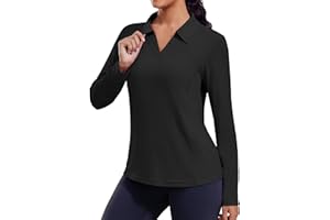 PINSPARK Long Sleeve Workout Tops for Women UPF 50+ Sun Shirts V Neck Quick Dry Golf Hiking Athletic Running Fishing Shirts
