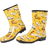 DKSUKO Waterproof Womens Rain Boots insulated,Lightweight Rubber fashion Boots in Gardening,Warm and Comfortable Wide Calf Rain Boots with Glossy in Outdoor (Chicken Yellow, 10)