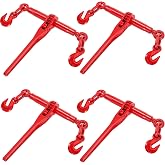 VEVOR Chain Binder, 3/8" &ndash; 1/2" Ratchet Load Binders 9,215 LBS Secure Working Load, G70 Hooks and Adjustable Length, for Grade 70-80 Chains, Tie Down, Hauling, Towing, 4-Pack