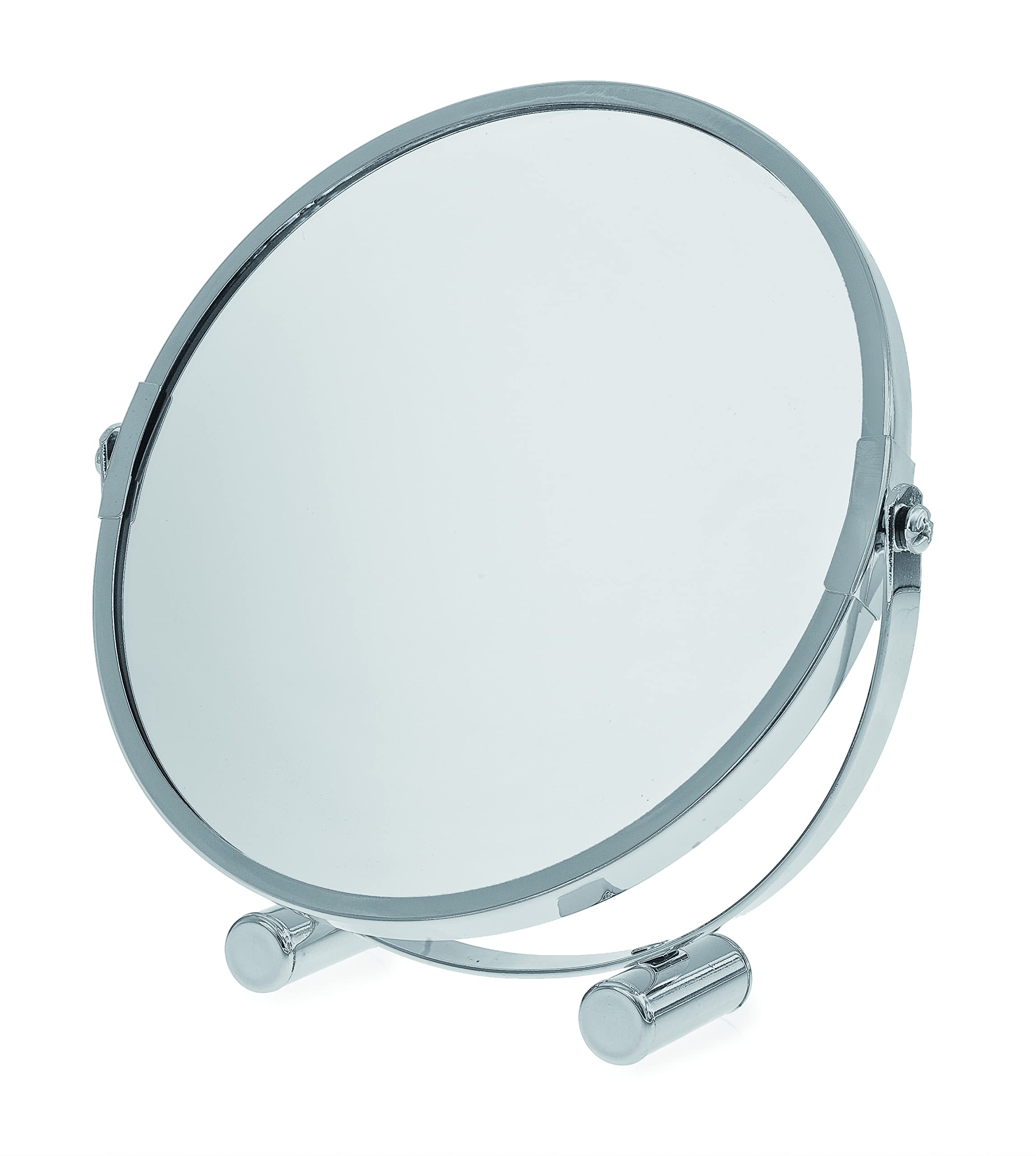 Blue Canyon 17cm Free Standing Round Swivel Mirror - Chrome Finish - Perfect for Shaving and Applying Makeup - One Side with 3x Magnification - Double Sided Multipurpose Mirror - BA121