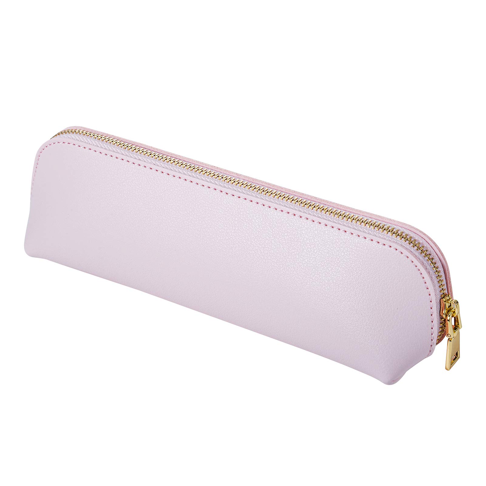 Fyore Leather Pencil Case Slim Design Pen Bag with Metallic Zipper Pocket Size for or Student Office College Middle School