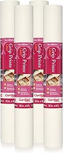 Con-Tact Brand Grip Prints Non-Adhesive Contact Shelf and Drawer Liner, White, 18'' x 8', 4 Rolls