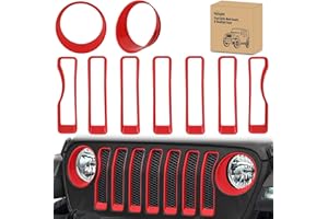 Nilight Grill Inserts fit for Jeep Wrangler Front Grille Inserts Headlight Cover Set for JL JLU Unlimited Sport SportS 2018 2