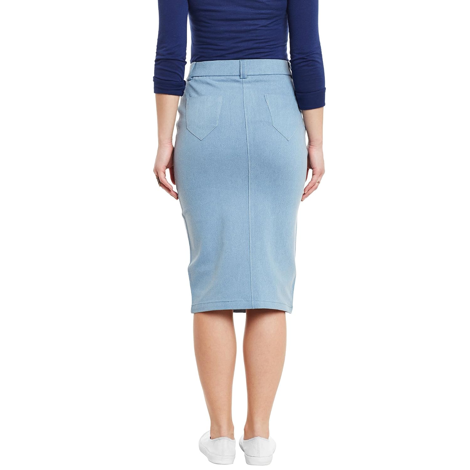 rider republic women solid denim pencil skirt(blue_34)