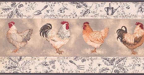 Amazon 壁紙ボーダー 鶏壁紙ボーダー グレー Kt8508b トリムボーダー