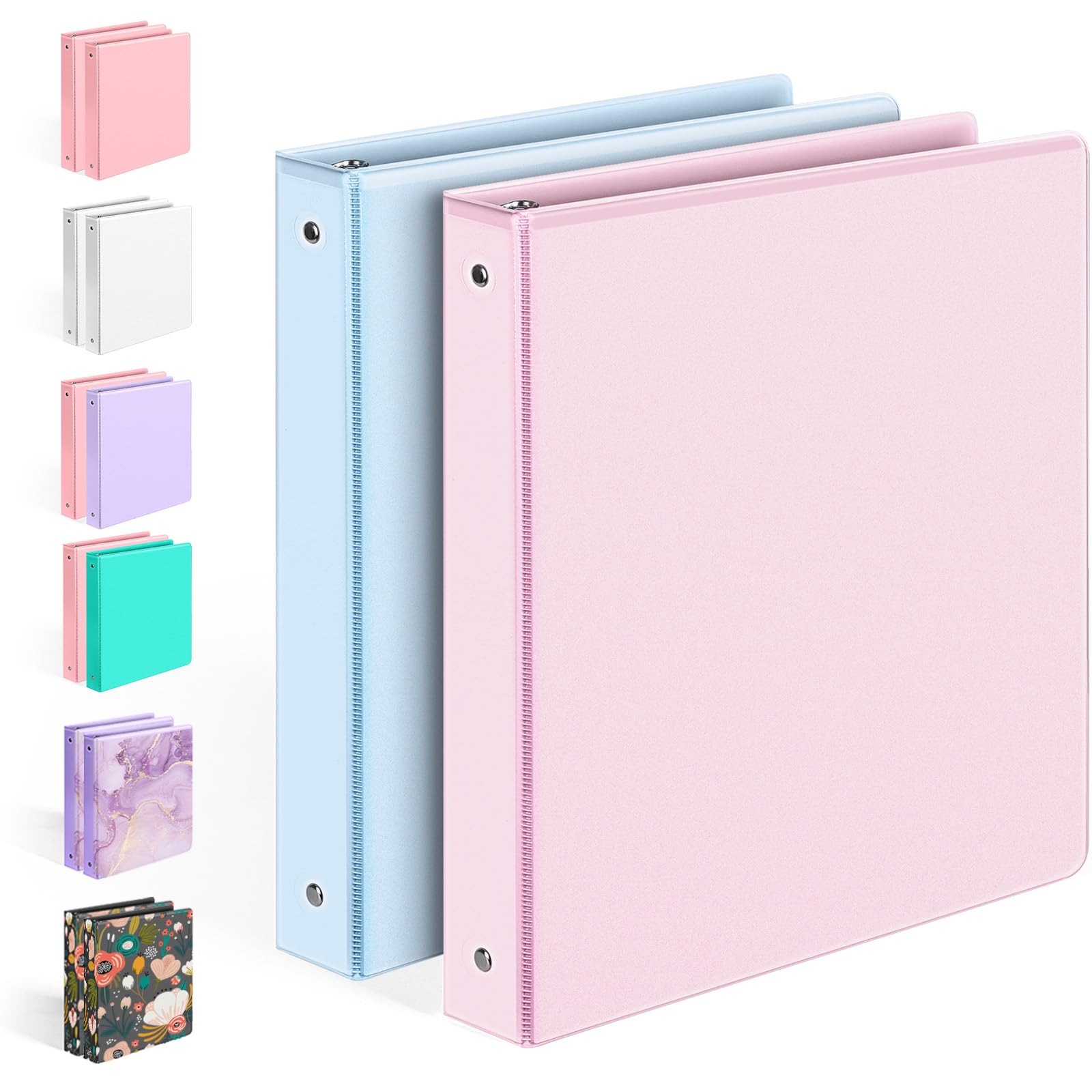 Photo 1 of 2 Pack BinderX Extra Durable 3 Ring Binder, 1 Inch Binder Round Rings, Fits 350 Sheets of 8.5x11 Paper, Customizable View Cover with Inside Pockets, Cute 1 Inch Binders 3 Ring, Pink & Blue