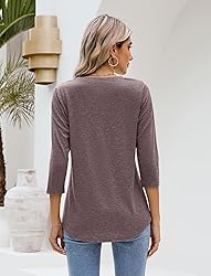 Sherosa 3/4 Sleeve Tops for Women Cotton V Neck
