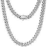 MUSECLOUD Gold Cuban Link Chain for Men Mens Stainless Steel Miami Curb Chains Necklace 5/8mm Thick Real Gold/Silver/Black Plated Diamond Cut Non-Tarnish Jewelry Trendy Christmas Gifts 18-26 Inch