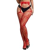ohyeahlady Women's Fishnet Stockings Plus Size Tights Lace High Waist Suspender Pantyhose Stocking XS-5XL