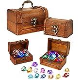MARFOREVER Diving Gem Pool Toys (Only Box No Gem), Treasure Boxes Toys | 2 Pack Wooden Vintage Pirate Treasure Chest Pool Gem Boxes, Treasures Toys, Summer Underwater Games, Pirate Hunt Party Favors