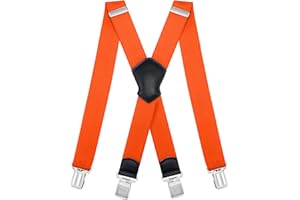 Dresime Suspenders for Men and Women Adjustable X Back 1.57 Inch Wide Elastic Heavy Duty Braces with Strong Metal Clips