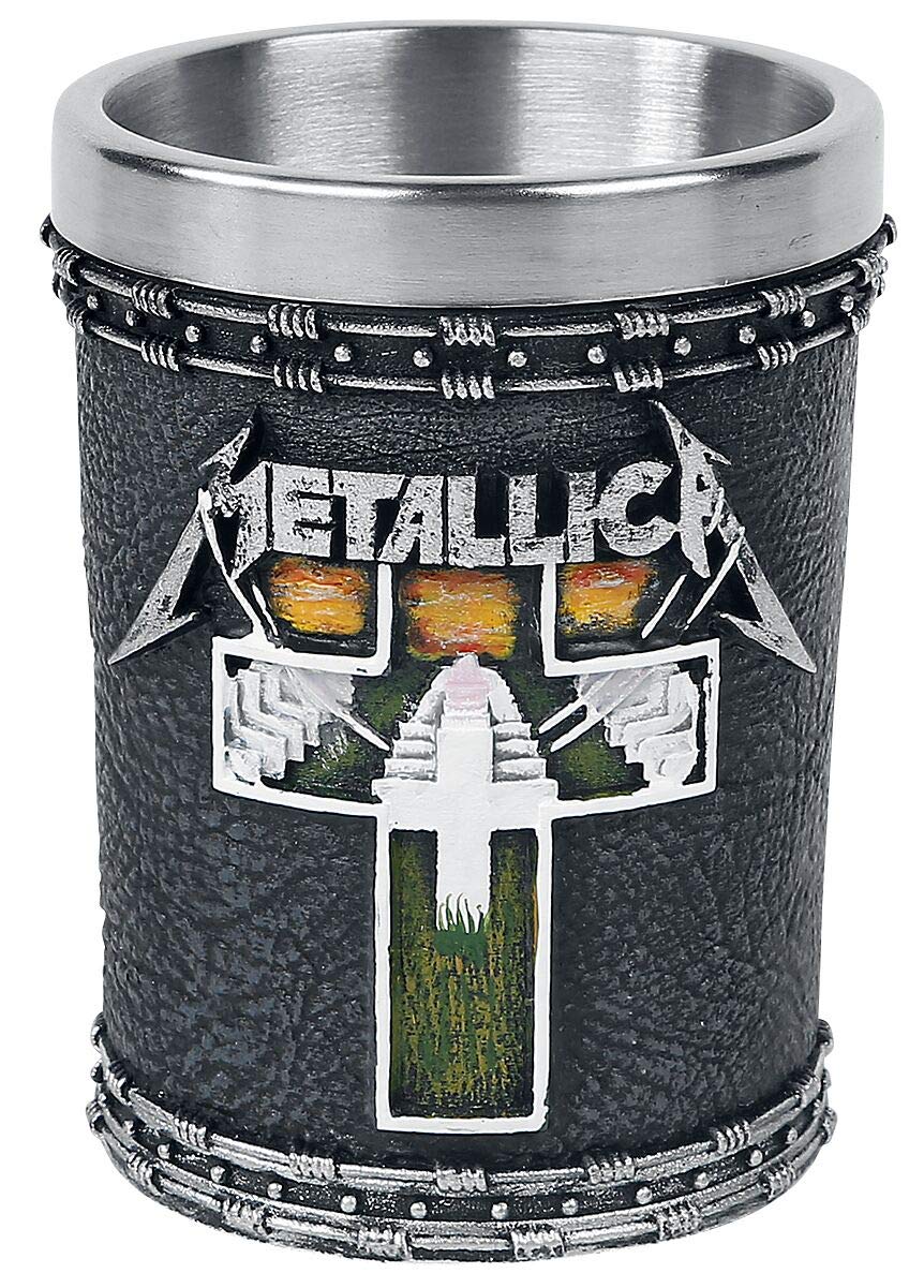 Nemesis Now B4683N9 Metallica-Master of Puppets Shot Glass 7cm, Resin w/Stainless Steel Insert, Black