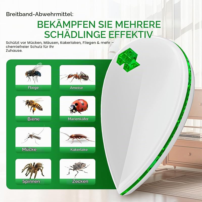 Mückenschutz Ultraschall Schädlingsbekämpfer 6 Stück – Effektiver Mäuseschreck & Elektronisches Insektenschutzmittel mit 3 Modi gegen Mäuse, Ratten, Spinnen – Sicher für Kind & Haustier
