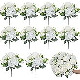 MHMJON 10 Bundles Artificial Peonies, Milky White Hydrangea Artificial Flowers Silk Flowers for Indoor Home Decor Bedroom Kitchen Office Wedding Table Centerpieces