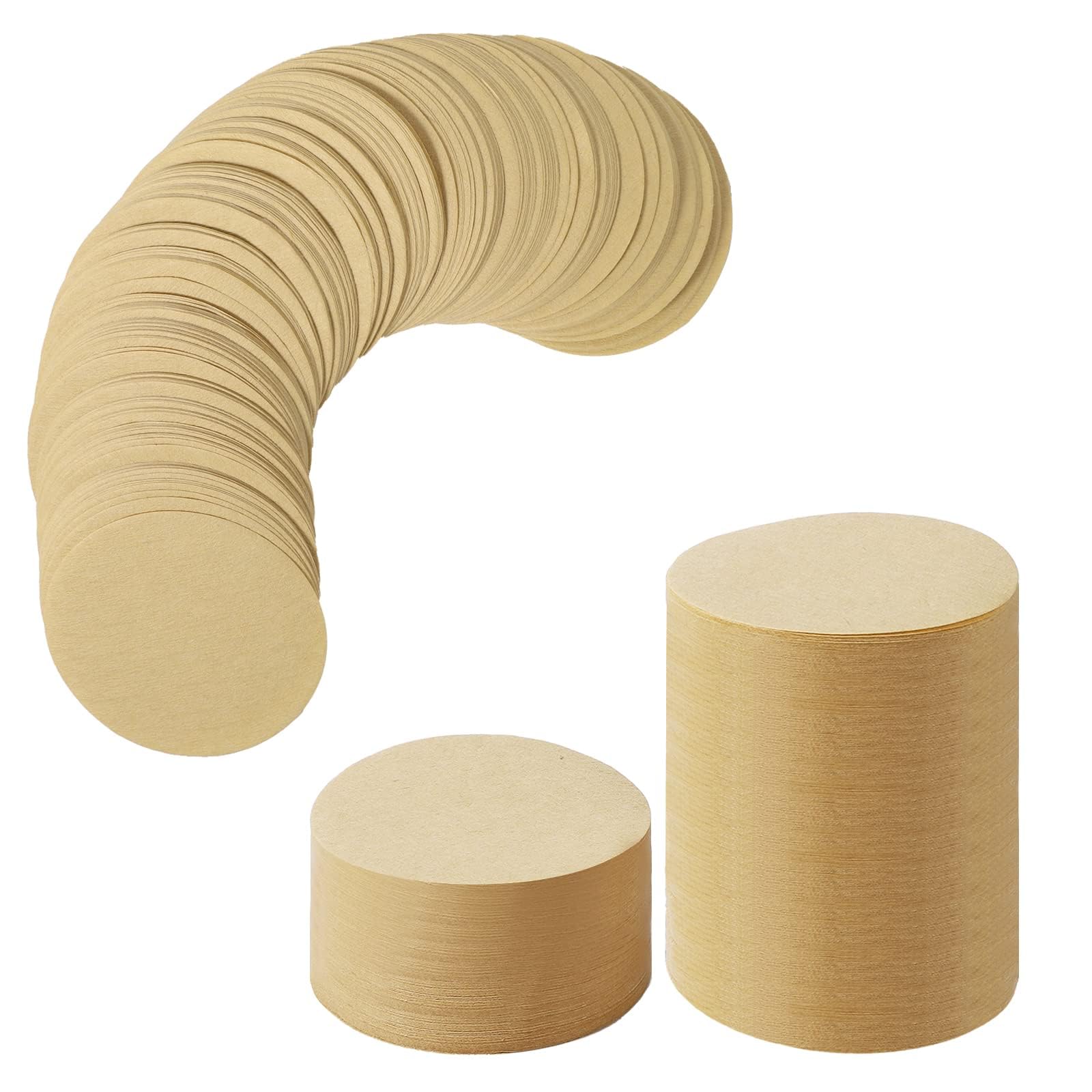 600pcs Unbleached Natural Paper Coffee Filters | 6.4 cm Round Replacement Compatible with Aerobie Aeropress & Espresso Makers (Wood Colour)