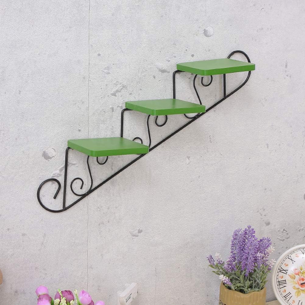 RYFS European-style Home Wall hanging Flower stand,3 tier Wall-mounted Wrought iron Flower pot rack Plant stand-D 43x9.7cm(17x4inch)