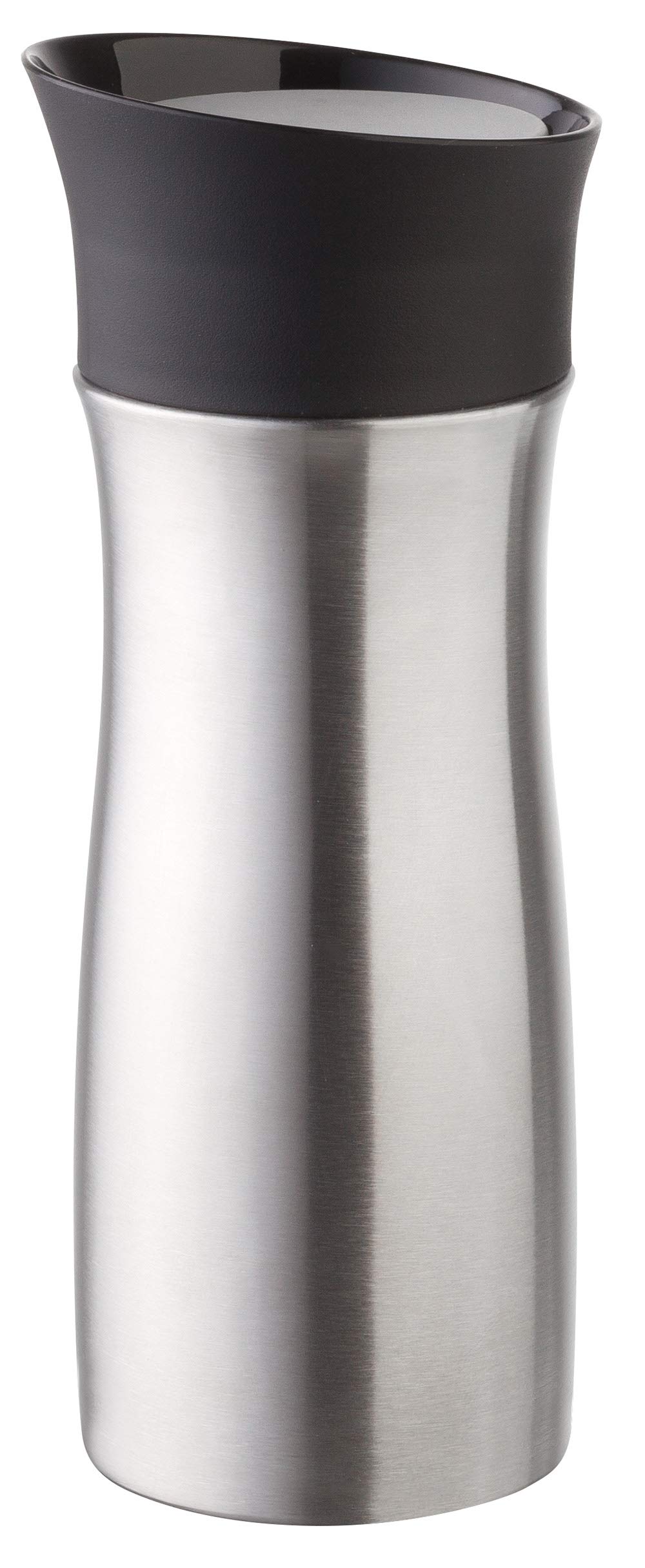 Helios Click 'N'Drink Insulated Cup Steel Grey 0.3 Litre, Stainless Steel, 7 x 7 x 19 cm