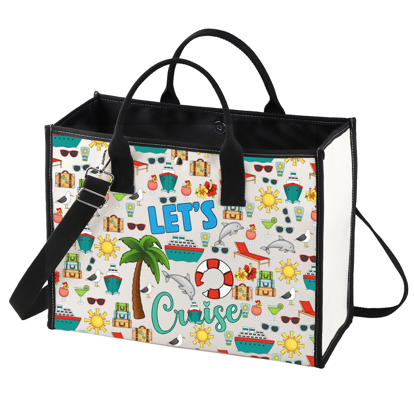 LEVLO Cruise Vacation Cosmetic Make Up Bag Summer Beach Vacation Gift Let's Cruise Makeup Zipper Pouch Bag, Let's Cruise LT