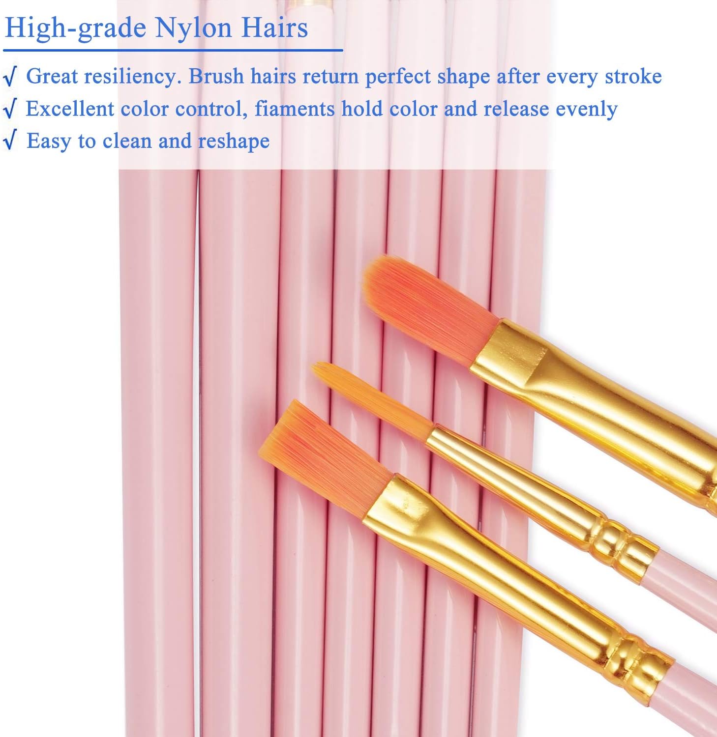 BOSOBO Paint Brushes Set, 2 Pack 20 Pcs Round Pointed Tip Paintbrushes Nylon Hair Artist Acrylic Paint Brushes for Acrylic Oil Watercolor, Face Nail Art, Miniature Detailing & Rock Painting, Pink