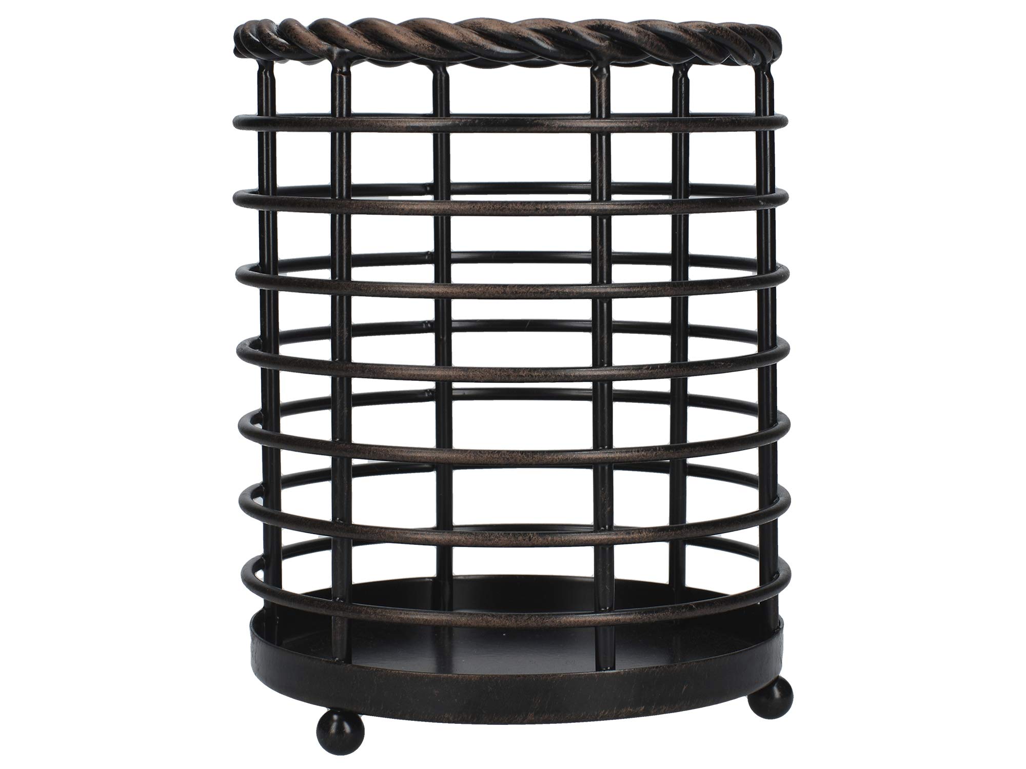 Mikasa C000217 Gourmet Kitchen Utensil Holder / Utensil Pot with Rope-Style Detailing, Wire, Black, 12 x 15 cm