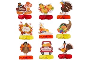 Yookat 9 Pieces Thanksgiving Honeycomb Centerpiece Autumn Honeycomb Centerpiece Decoration for Thanksgiving Table Decoration Autumn Party Supplies