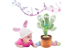 LUKETURE Dancing Cactus, Talking Cactus Toy Volume Adjustable Nursery Rhymes Dancing Cactus Toy That Repeats What You Say, Cactus Baby Toys 6-12 Months (Packed in a Box)