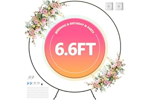 LAXAMA Round Backdrop Stand 6.6ft Circle Balloon Arch Frame Black Round Balloon Arch Stand Circle Wedding Arch Metal Arch Backdrop Stand for Parties Birthday Wedding Baby Shower Backdrop Decoration