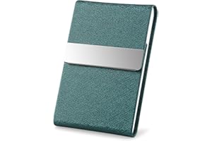 DMFLY Business Card Holder, Metal Business Card Case Pocket, Card Holder for Women & Men, Professional PU Leather RFID Blocki