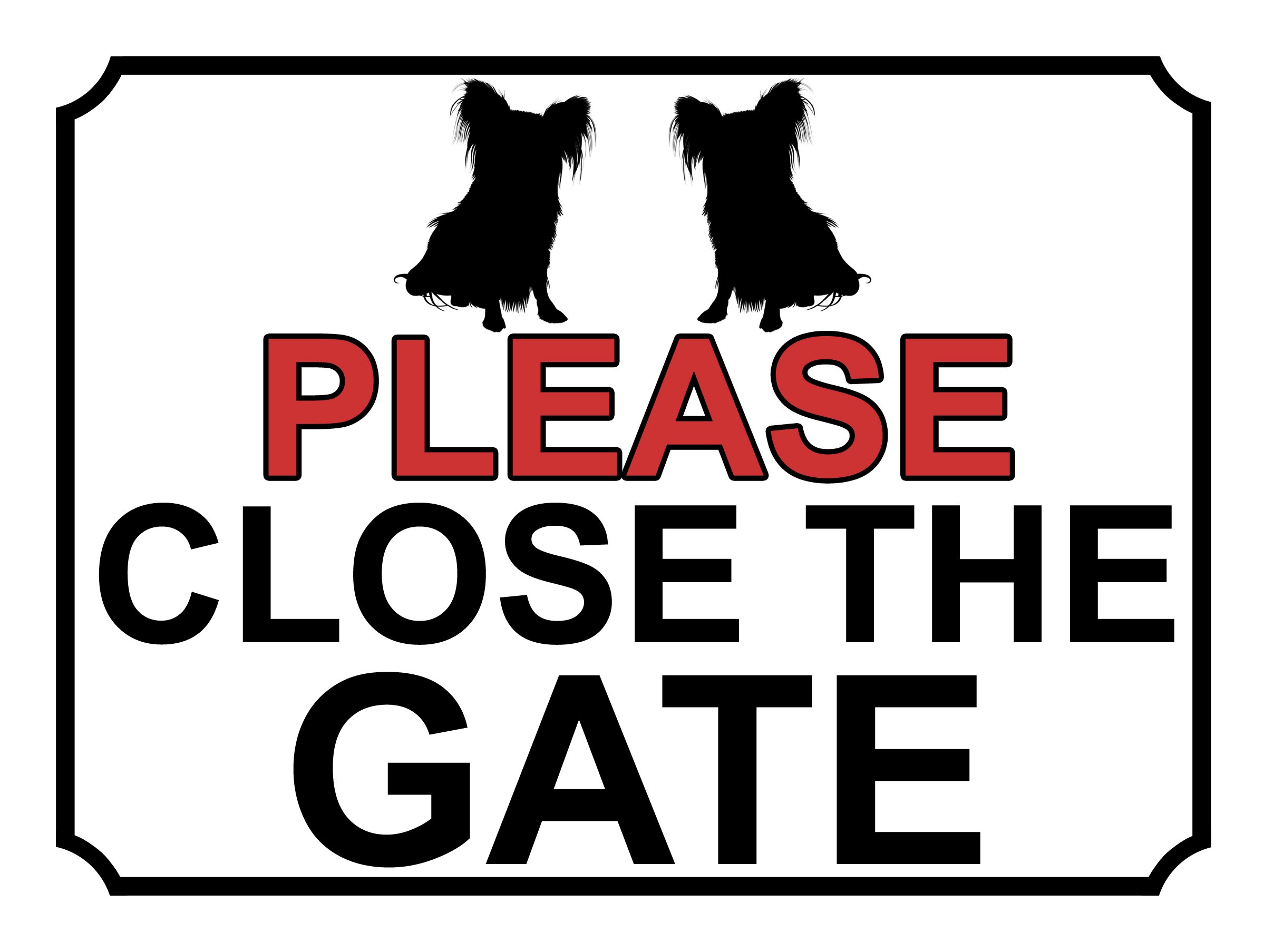 SHAWPRINT PLEASE CLOSE THE GATE DOG THEME METAL SIGN 267MM X 200MM (519H1L) LARGE 10" X 8"
