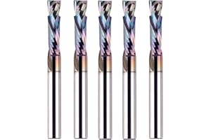 SpeTool 5PCS TAC Coated Up and Down Compression Spiral Router Bits 1/4 Inch Shank 1 Inch Cutting Length, Carbide CNC End Mill