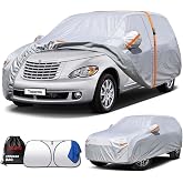 Tozaroa Car Cover Custom Fit for Chrysler PT Cruiser(2001-2010) Waterproof All-Weather,Outdoor Heavy Duty UV-Resistant Full Car Covers with Windshield Sun Shade&amp;Storage Bag