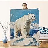 Polar Bear Blanket for Adults Kids, Flannel Polar Bear Blankets Gifts, Arctic Polar Bear Throw Blanket for Sofa Couch Bed Living Room Soft Warm Cozy Polar Bear Decor 60" x 50"