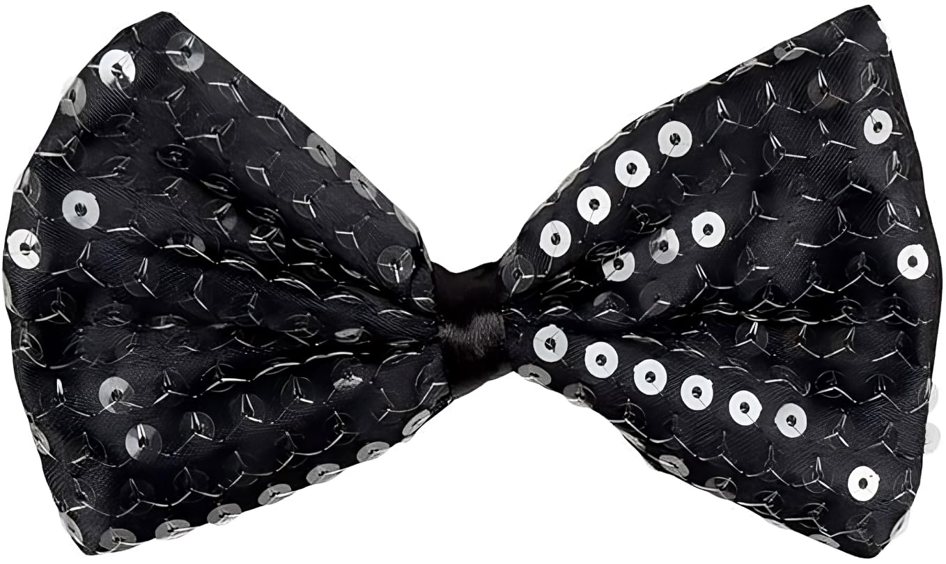Boland Sequin Black Bow Tie – Sparkly Bow Tie for Men – Sequin Tie Fancy Dress Accessory for Disco, Carnival, and Party Outfits