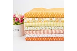 ANTETEK 7Pcs 20" x 20" Cotton Fabric DIY Making Supplies Quilting Patchwork Fabric Fat Quarter Bundles DIY for Quilting Patchwork Cushions (Orange, 20" x 20")