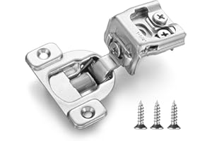 Vallecloud (4 Pack) 1-1/4 Inch Overlay Soft Close Cabinet Hinges, Kitchen Concealed Hinges for Face Frame Door, European Hinges with Brushed Nickel