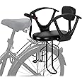 Ercabikker Rear Child Bike Seat,Rear Mounted Child Bike Seats,Back Mount Child Seat with Back Rest Armrest Foot Pedals,Width Adjustable Bicycle Rear Seat,Fits All Bicycle Rear Frames,Black