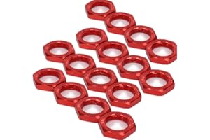 UURCSKY Aluminum 17mm Wheel Nut Thread 1.0mm for 1/7 1/8 RC Model Car ARRMA 6s HSP Redcat Himoto Monster Trucks Off Road Buggy Upgraded Parts 16 pcs/Set (Red)