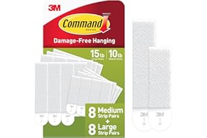 Command Medium and Large Picture Hanging Strips, Damage Free Hanging Picture Hangers, No Tools Wall Hanging Strips for Living