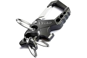 Hephis Skull Heavy Duty Key Chain,Car Emergency Escape Tool, Seat belt Cutter,Bottle Opener,Carabiner Car Key Chains