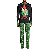 Dr. Seuss Men's Grinch 2 Piece Holiday Pajama Set, Medium Black/Green