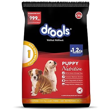 Drools Chicken and Egg Puppy Dog Food, 6.5kg (1.2kg Extra Free Stock)