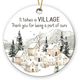 Appreciation Gifts for Coworkers - Teacher, Nurse Ornament, Coworker Christmas Ornaments, It's Takes A Village Ceramic Christmas Ornaments 2025 - Thank You Gifts for Women Nurse Coworker Employee