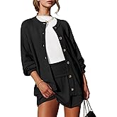 Tankaneo 2 Piece Sweater Sets for Women Long Sleeve Cardigan Outfits Mini Skirts Knit Matching Lounge Set