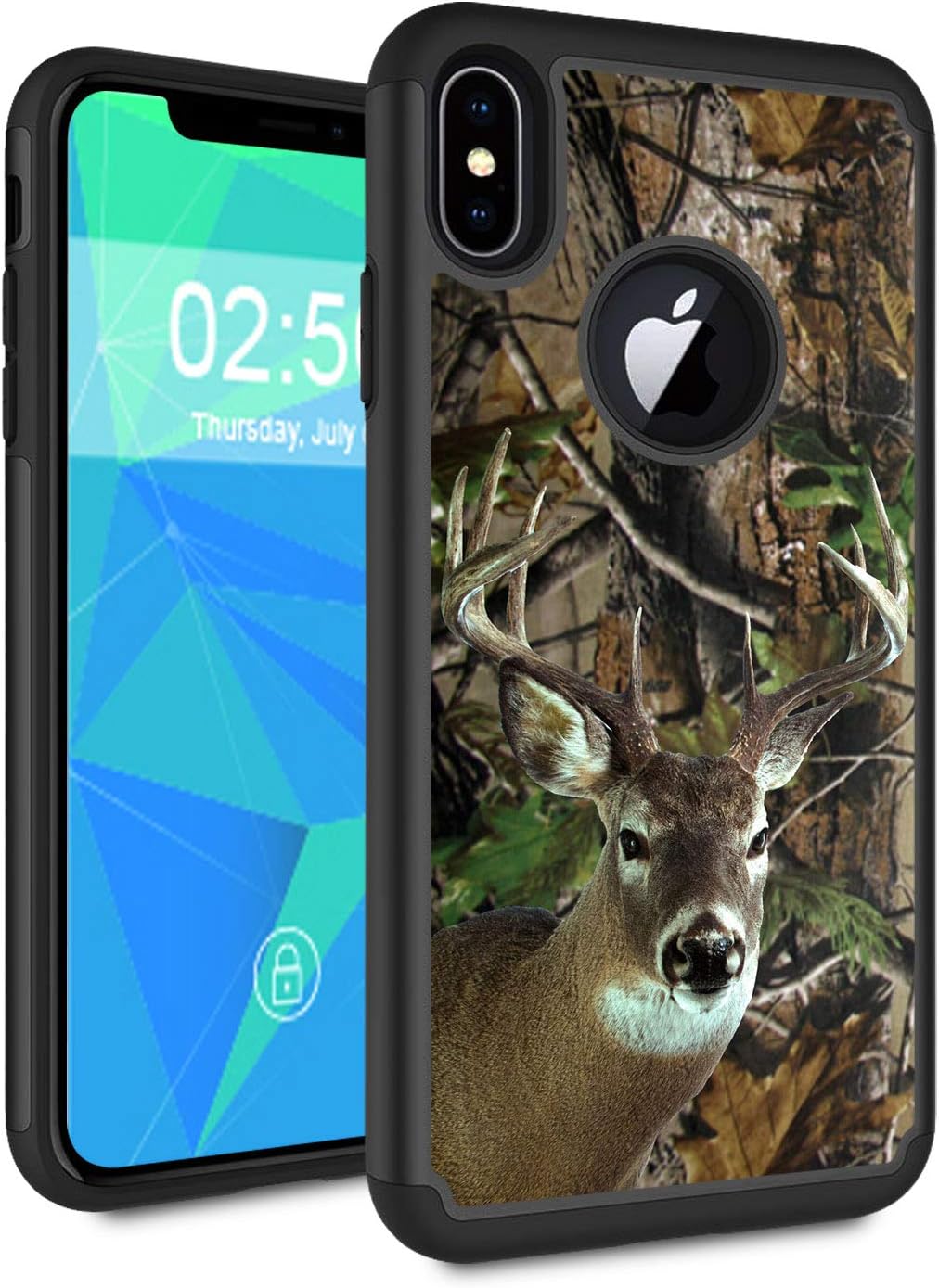 iPhone Xs Case, iPhone X Case,Spsun Dual Layer Hybrid Hard Protector Cover Anti-Drop TPU Bumper for Apple iPhone X 2017/ iPhone Xs 2018 5.8 Inch,Deer Hunting Camo