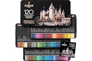 Castle Art Supplies Colored Pencils Set | 120 Premium Soft Core Coloring Pencils for Adults | Organized in Presentation Tin Case